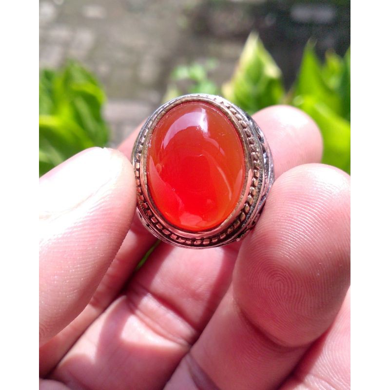 Cincin batu akik Redish carnelian chalsedon asli batu bukan sintetis bukan garut bacan amethis jam67