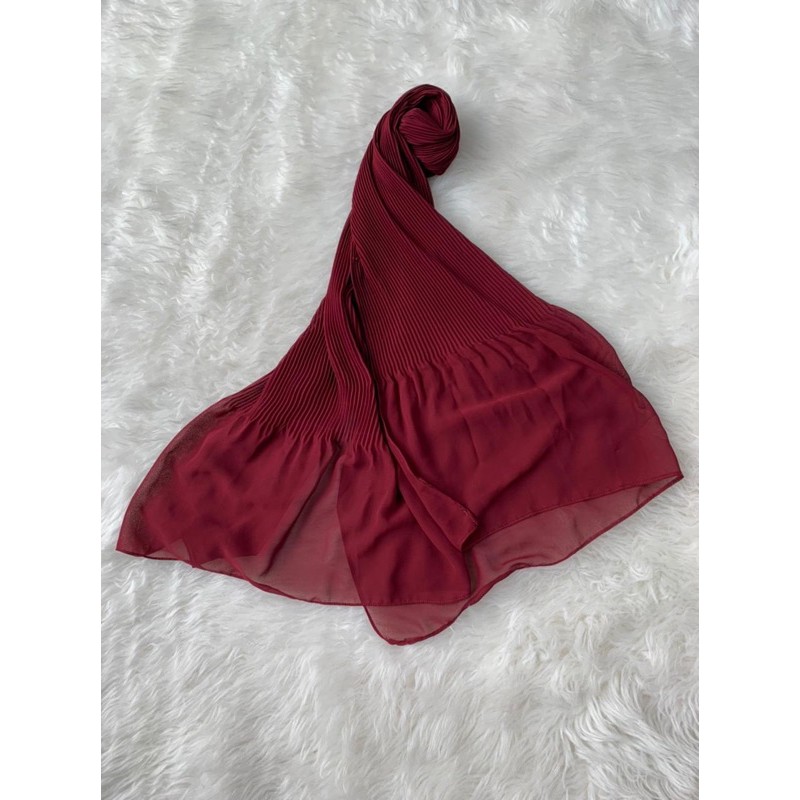 pasmina plisket/shawl plisket/pleated plisket-Marun