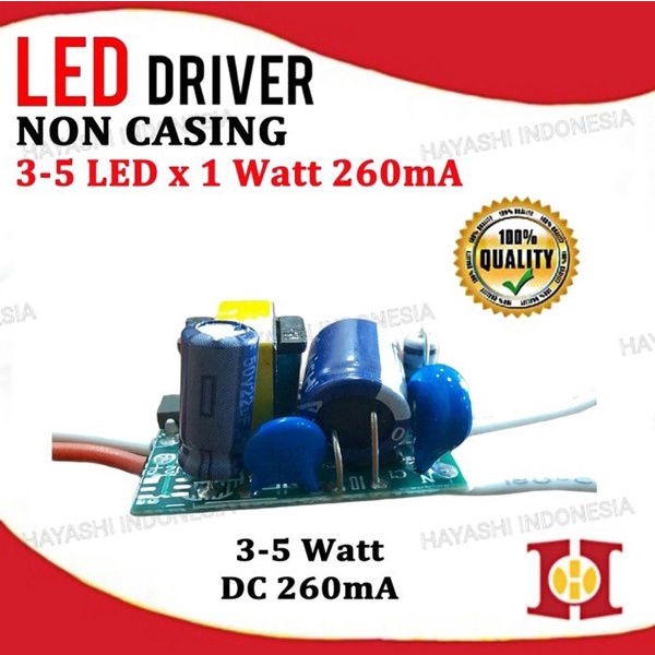 LED Driver LED 1-3 Watt 1-3W AC DC 270 mA PCB Board Tanpa Casing Kotak