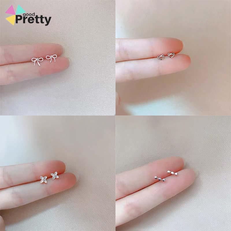 S925 Silver Stud Earrings untuk Siswa Perempuan Anting Desain Kecil Serbaguna Sederhana - PD