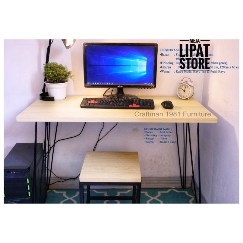 Meja Komputer Kaki Hairpin Meja Kantor Minimalis