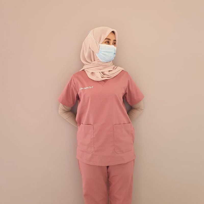Bordir nama, logo scrubs baju jaga,  baju oka, gown, asdanasn_scrubs