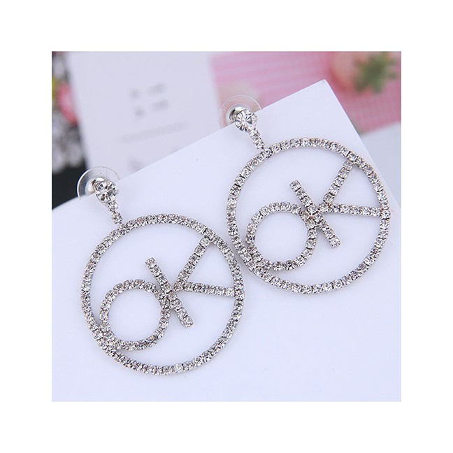 LRC Anting Tusuk Fashion Silver 925 Silver Needle Ok Letter Earrings A58335