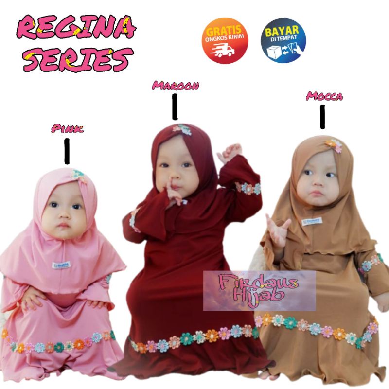 Gamis Bayi Perempuan Newborn 0-18 bulan Baju Muslim Anak Free Jilbab Pakaian Anak Perempuan