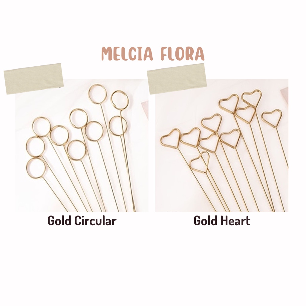 

Stick Card 10pcs / Greeting Card Holder Gold Heart dan Circular / Holder Card / Metal Clip / Penjepit Clip Kartu