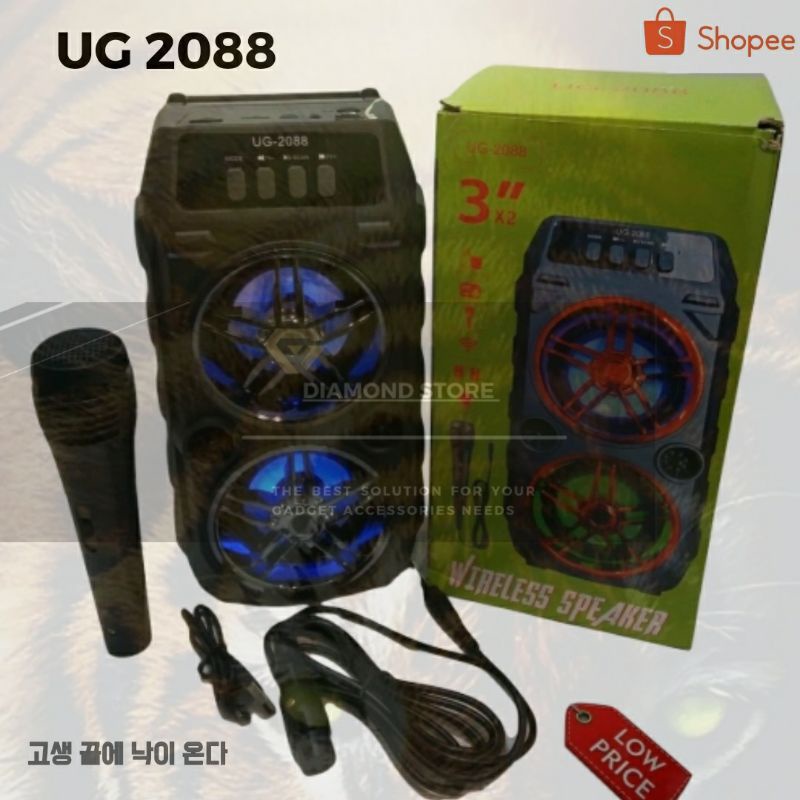 SPEAKER BLUETOOTH UG2088 GRATIS MIC SPEAKER BLUETOOTH WIRELESS UG 2088 DOUBLE BASS