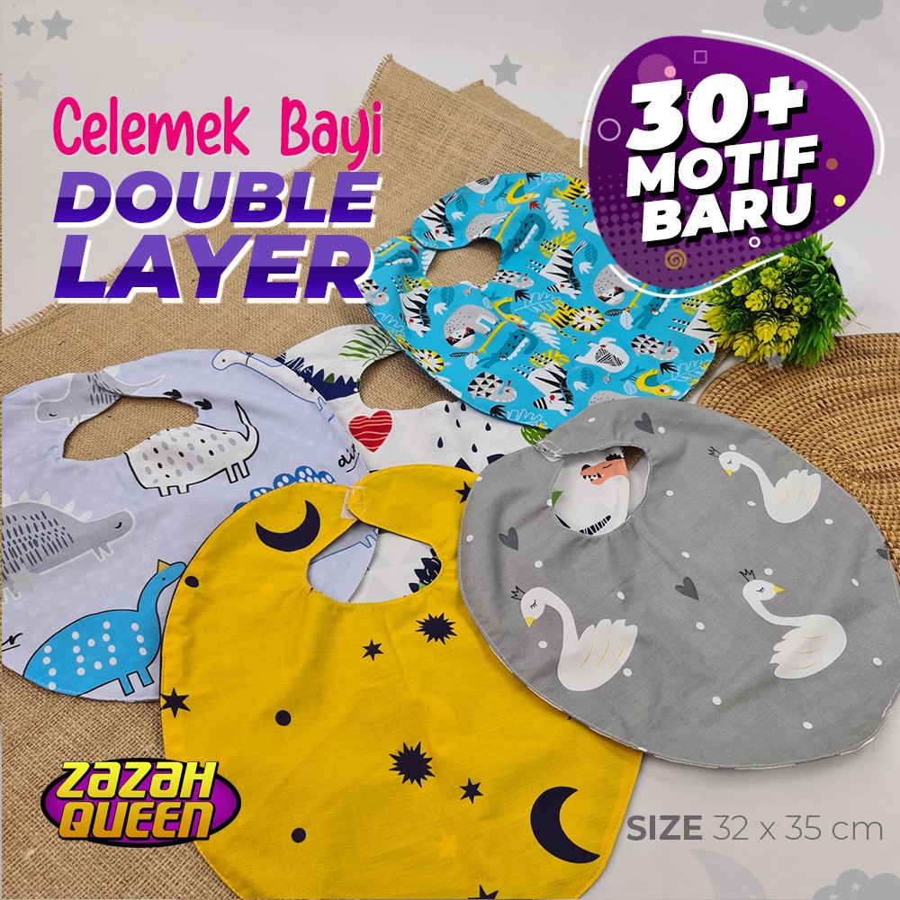 Celemek Bayi / Slabber Bayi /Apron Bayi Dua Lapis