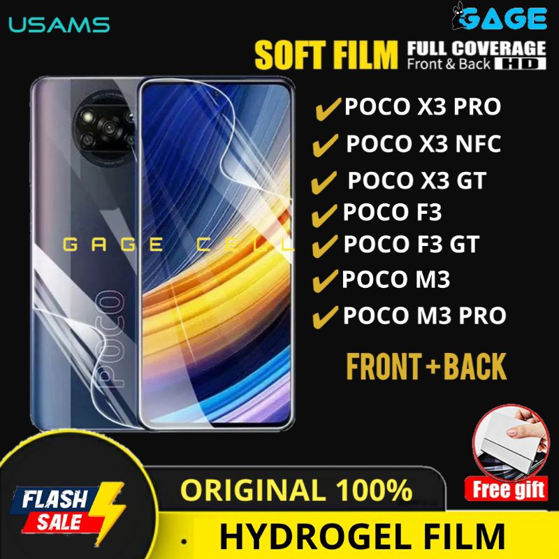 USAMS - HYDROGEL ANTI GORES HYBRID XIAOMI POCO X3 PRO NFC F3 GT M3 PRO FULL SCREEN COVER PROTECTOR