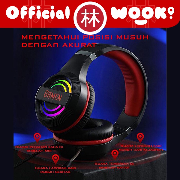 Gamen GH1100 Black PRO RGB Lighting Anti-violence Wired Gaming Headset