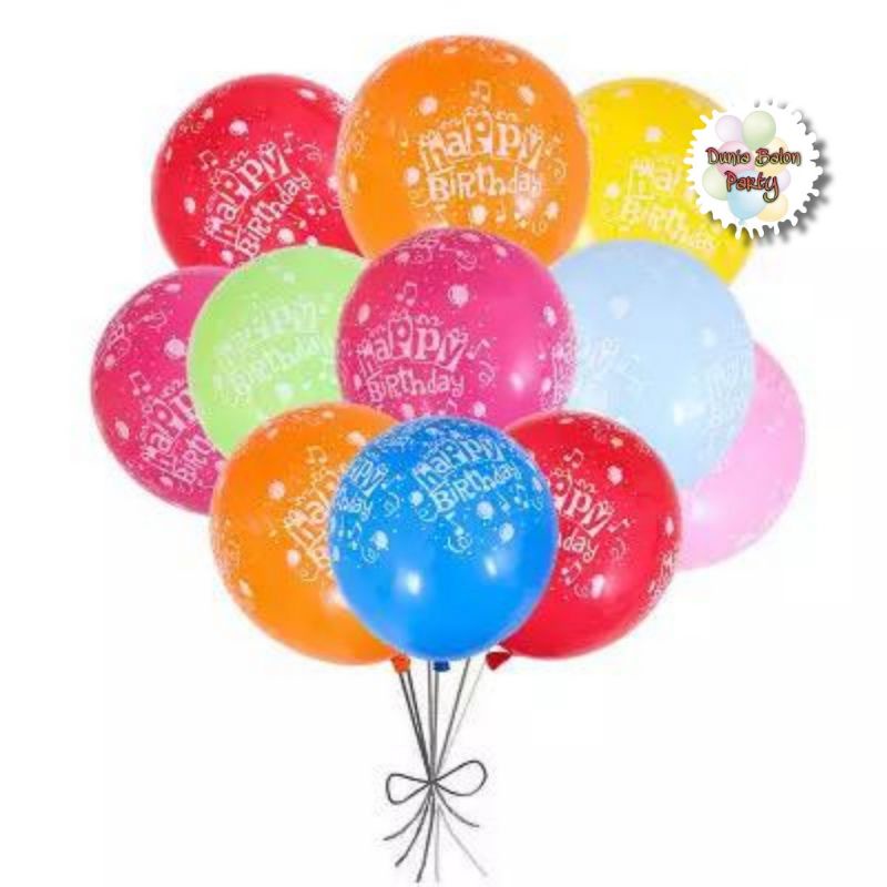 Balon Latex Happy Birthday / Balon Happy Birthday Mix Warna Isi 100pcs