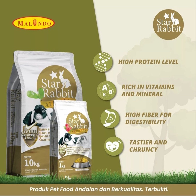 STAR RABBIT 1KG freshpack Rabbit Food Makanan Kelinci Pelet Kelinci alfalfa rasberry