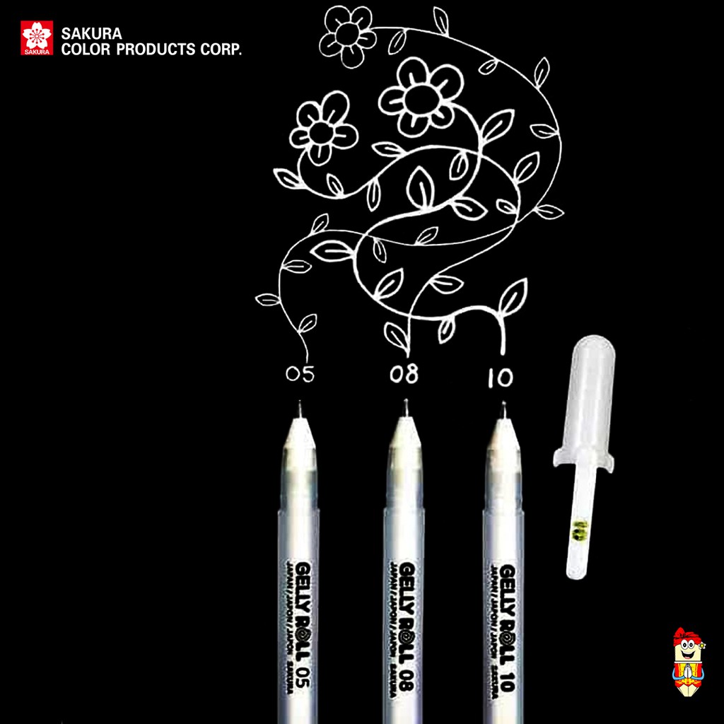 

Sakura gelly roll classic white gel ink pen fine medium bold point