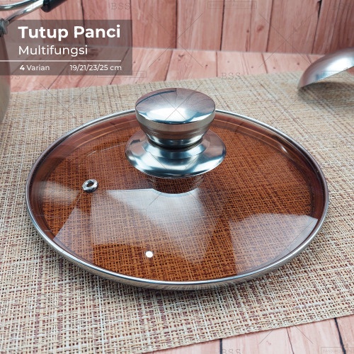 Tutup Panci Sup 19cm 23cm 25cm 27cm Milk Pot Kaca Tebal Soup Pan Knob Stainless Lubang Udara