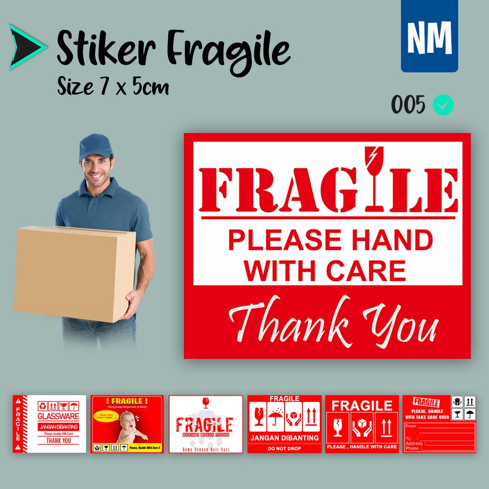 Stiker Fragile Stiker Pecah Belah Stiker Label Pengiriman Sticker Fragile Horizontal-005