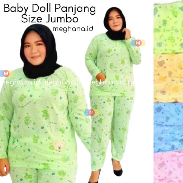 Babydoll Panjang Jumbo / Setelan Wanita Piyama Dewasa / Baby doll Kaos / Grosir Baju Tidur Murah