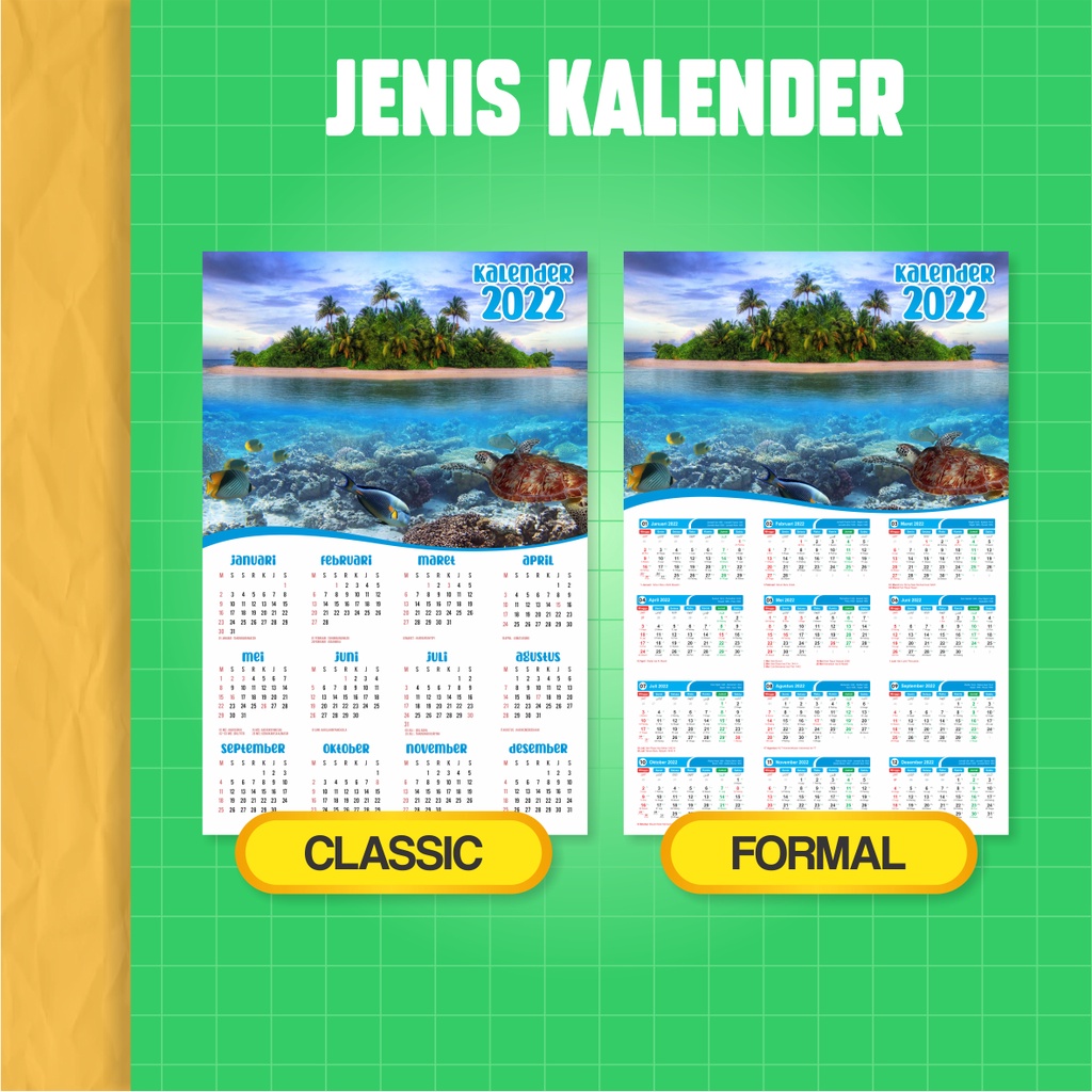 Kalender CUSTOM 2022 Pemandangan - Kalender Dinding Custom Pemandangan - Kalender Dinding 2022 - Kalender 1 Lembar 12 Bulan - Kalender A3+