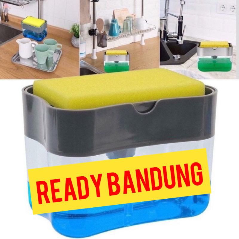 DISPENSER SABUN CAIR CUCI PIRING, TEMPAT SABUN CUCI PIRING, SPON CUCI PIRING 2 IN 1