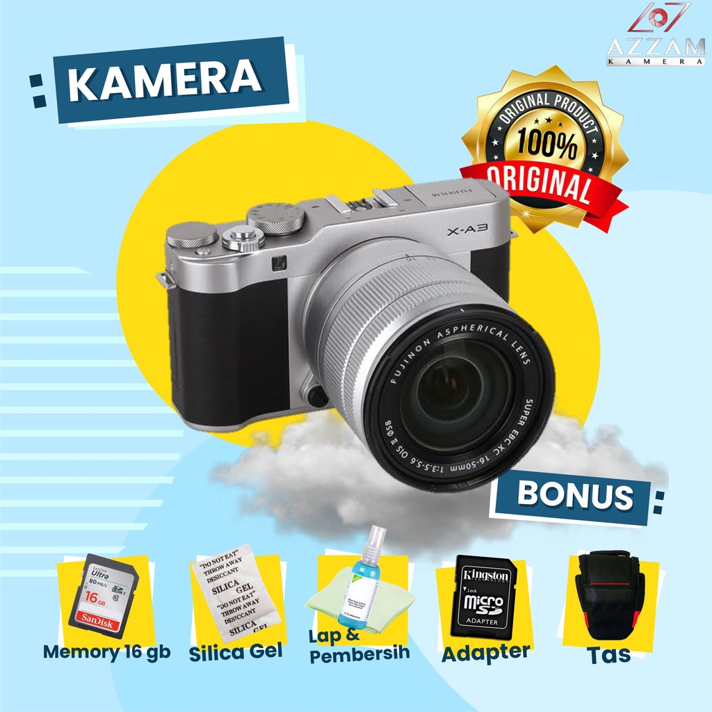 ✅TERLARIS✅ KAMERA FUJIFILM XA3 Kit 16-50MM Body Only Second Bekas Garansi Siap Pakai Bonus Melimpah