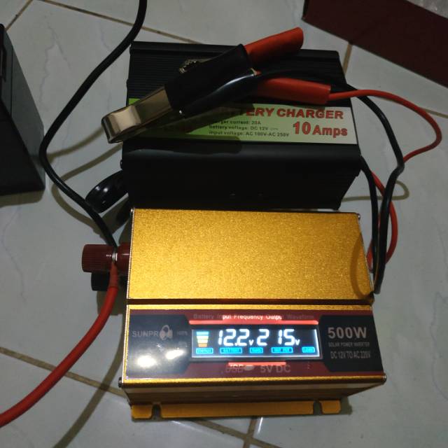 Power inverter 500 Watt Digital Lcd dan charger Aki 10 Ampere 12V