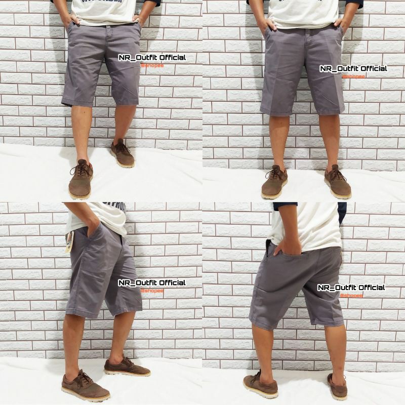 Original Dicker Canvas Premium Size 28-38 Celana Chino Pendek Pria Cotton Twill Tebal Tidak Berbulu