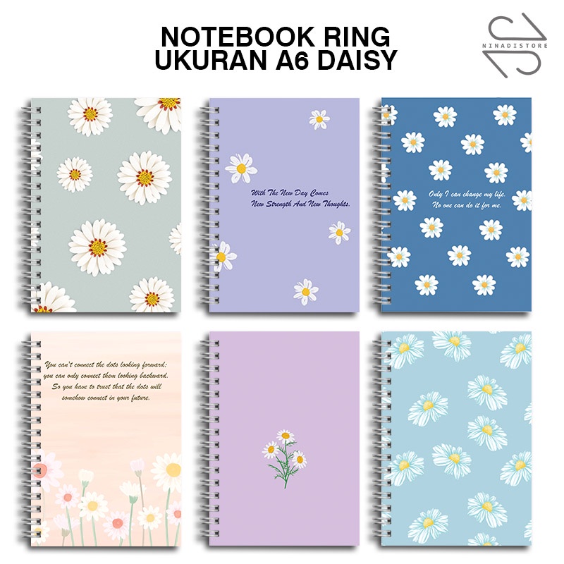 

(BELI 6 GRATIS 1)Buku Tulis Catatan buku notebook buku diary Notebook Ring Spiral A6 60 Lembar koleksi gambar daisy