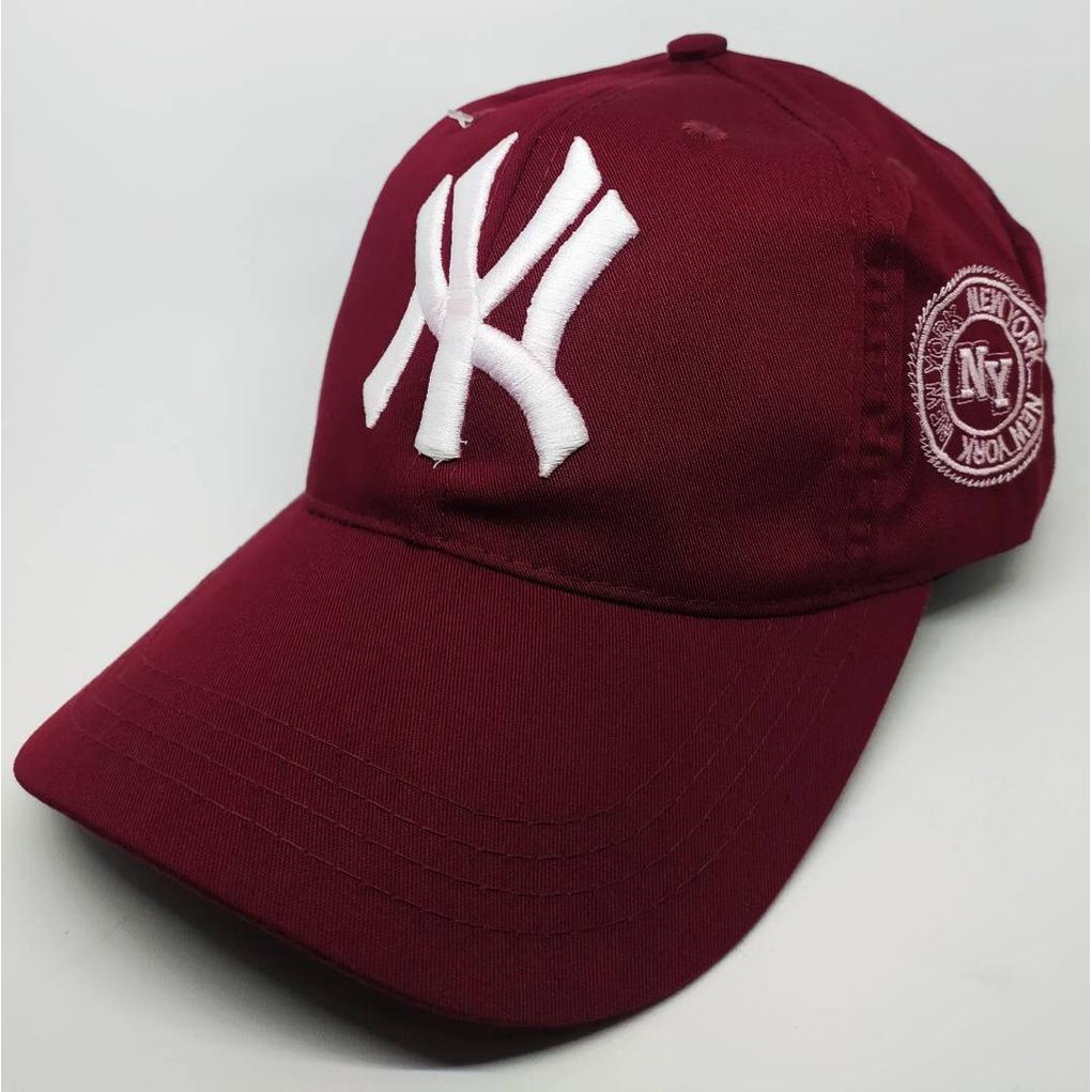 Topi NY New York Topi Baseball Pria Wanita-maroon