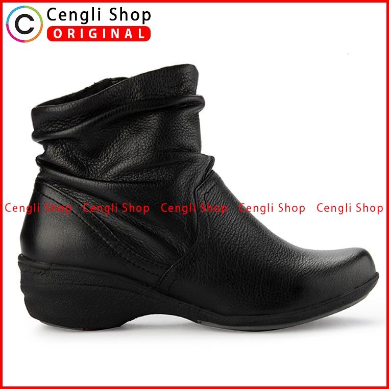 SEPATU BOOT KULIT WANITA HUSH PUPPIES ORIGINAL BRANDED ASLI HITAM HW01