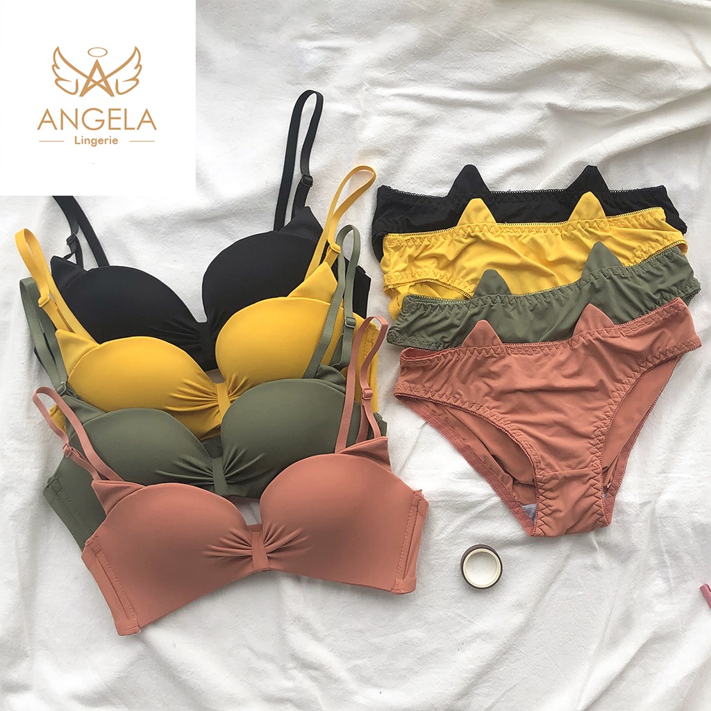 ANGELA JAPAN Bra BH Push Up Set Tanpa Kawat Celana Dalam Wanita Cewe Import COD Beha Lingerie Bikini