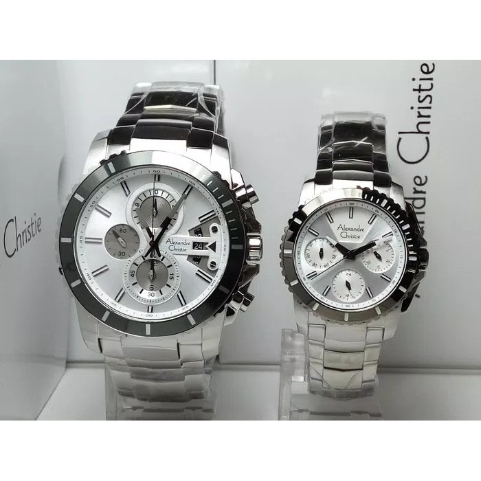 Hot Sale JAM TANGAN COUPLE ALEXANDRE CHRISTIE AC 6455 SILVER WHITE ORIGINAL Milenial