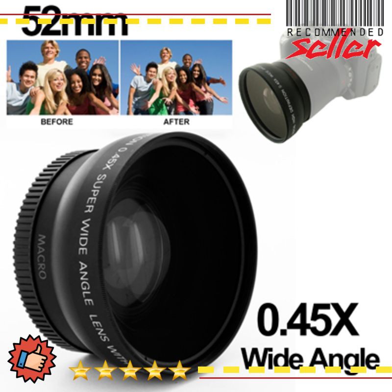 Baru Wide Angle Lens with Macro 0.45X 52mm for Nikon D40 / D60 / D70s / D3000 / D3100 / D5000 - Bl