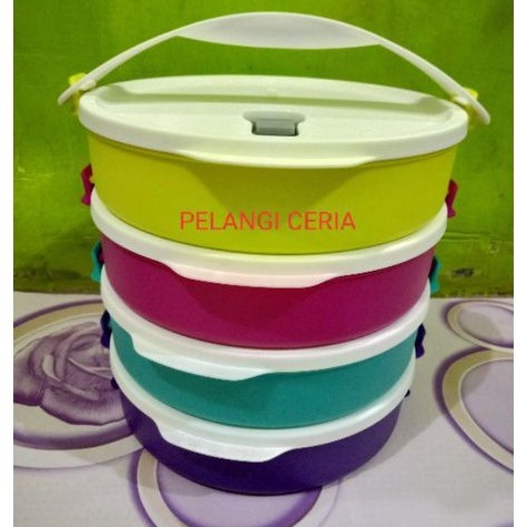 Rantang 4 susun CTG tuperware bulat with handle