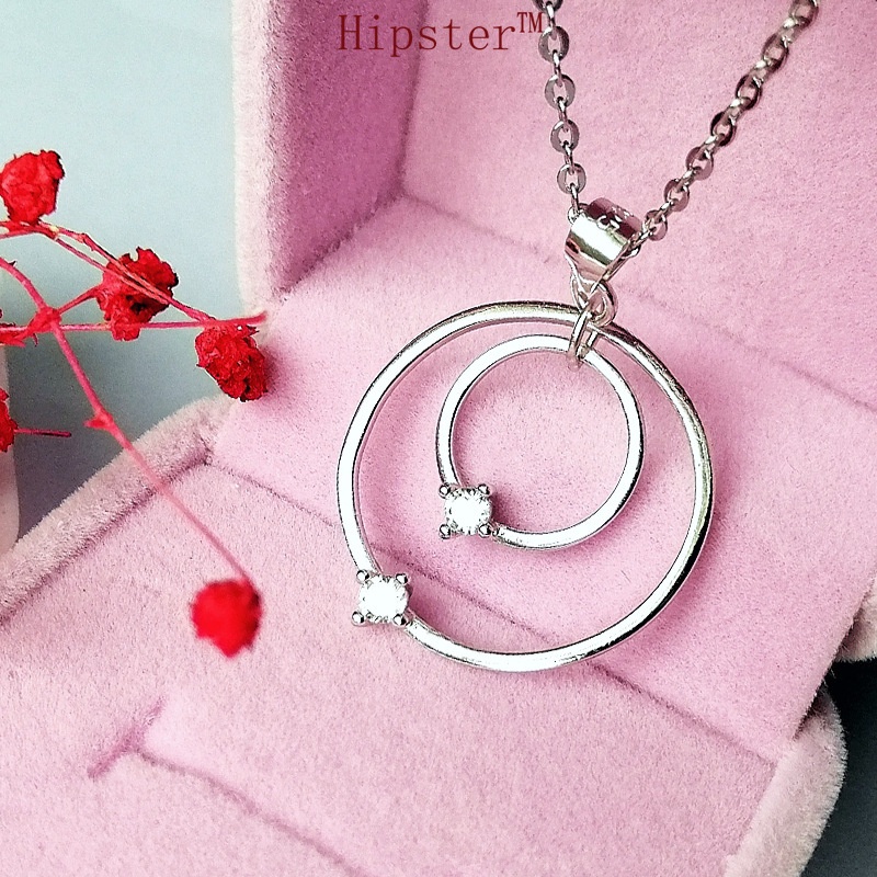 Hot Sale Simple Fashion All-Match Personalized Circle Double Ring Pendant Necklace