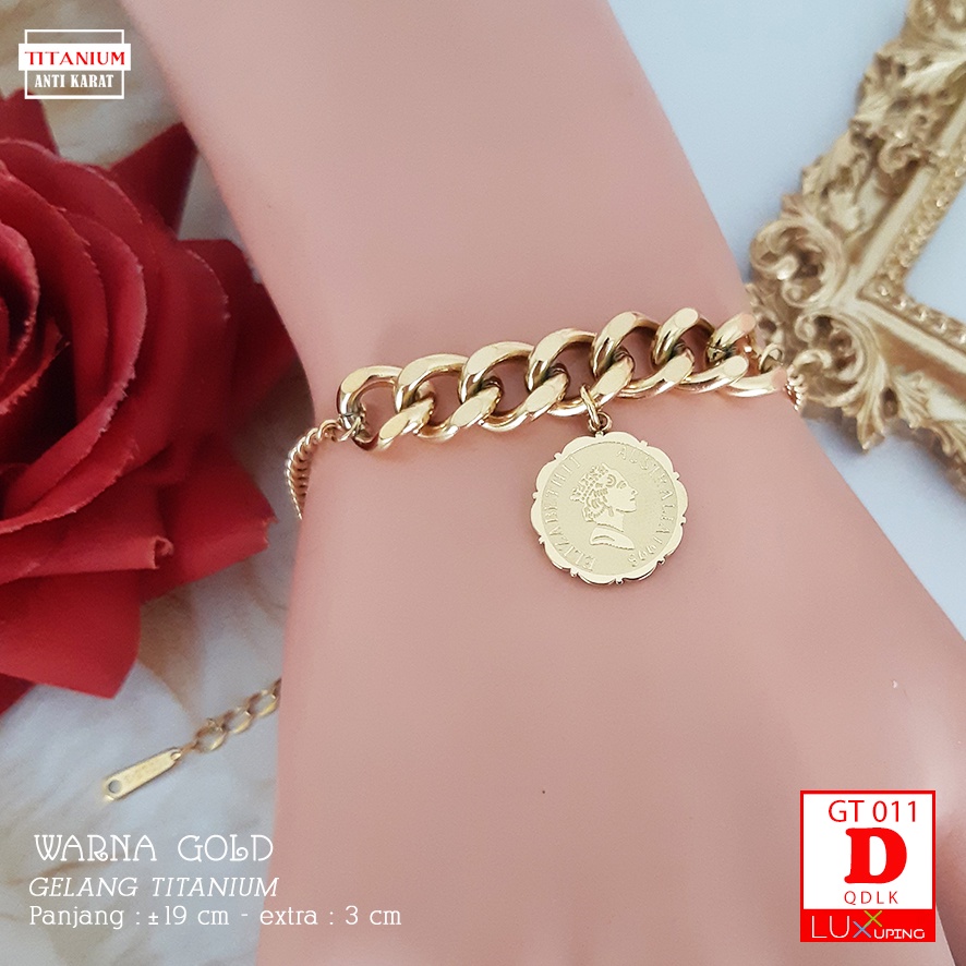 GT 011 Gelang Titanium Wanita Dewasa Terlaris Perhiasan Aksesoris Anti Karat Gelang Stainless Gelang Rantai Medan Tebal Gelang Besar Awet Tidak Mudah Luntur  Luxx