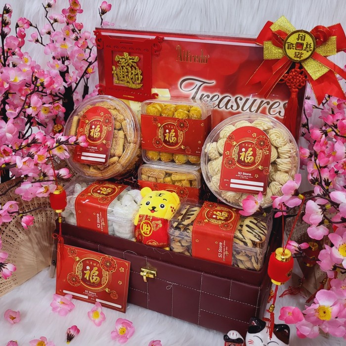 

Paket box dekorasi sakura hampers imlek cny parcel kado kue kering 128