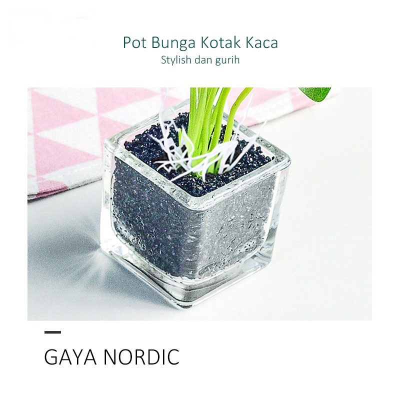 Artificial Flowers Bunga Hias Calla Hijau Dengan Kaca Persegi