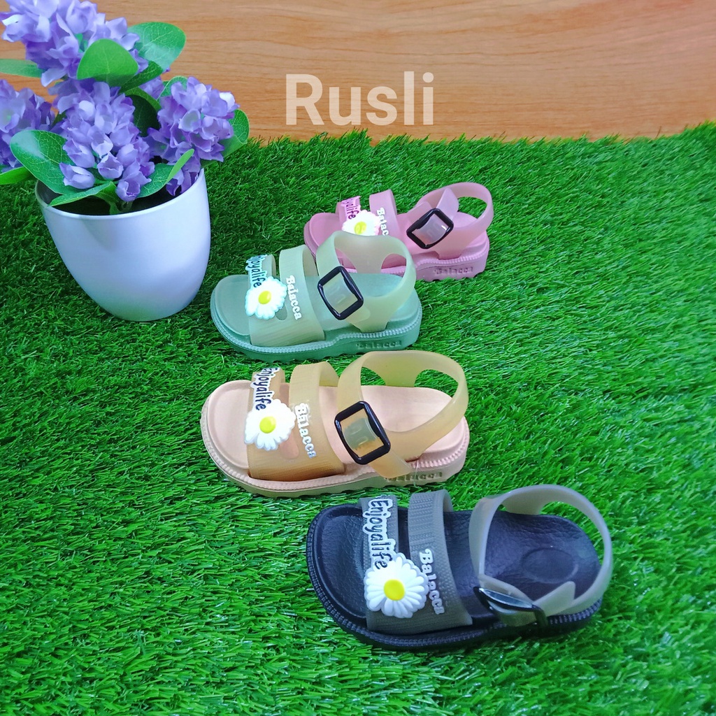 (COD) Sandal Gunung Karet Bayi Anak Motif Bunga Enjoy Life Balacca 044