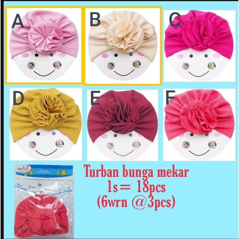 Turban Anak bayi baby bunga mekar perempuan cewek cewe aksesoris