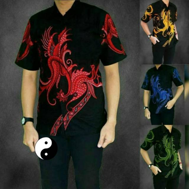 Kemeja batik motif ekor warna