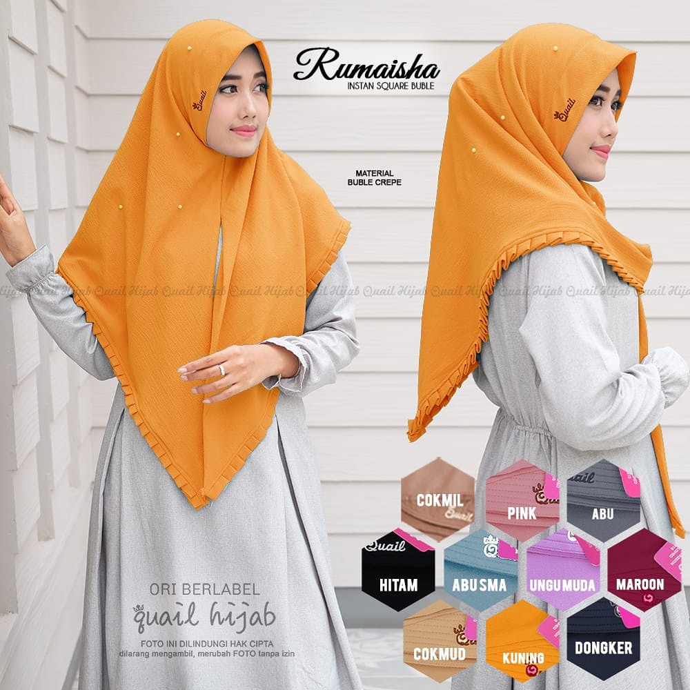 Hijab Quail Rumaisha Instan Square Bubble Segi Empat