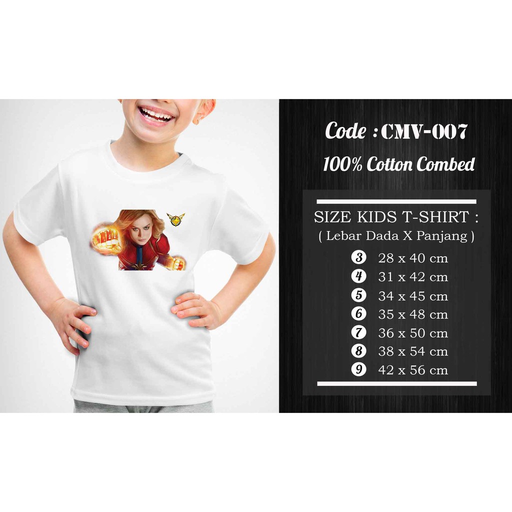 [FREE NAMA!!] Kaos Anak &amp; Family Captain Marvel 100% COTTON PREMIUM