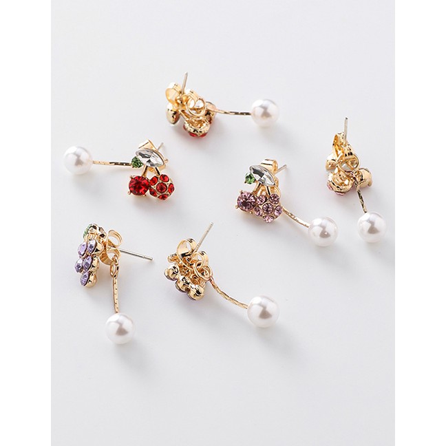 LRC Anting Tusuk Fashion (cherry) S925 Silver Needle Fruit Pearl Back Hanging Earrings F68142