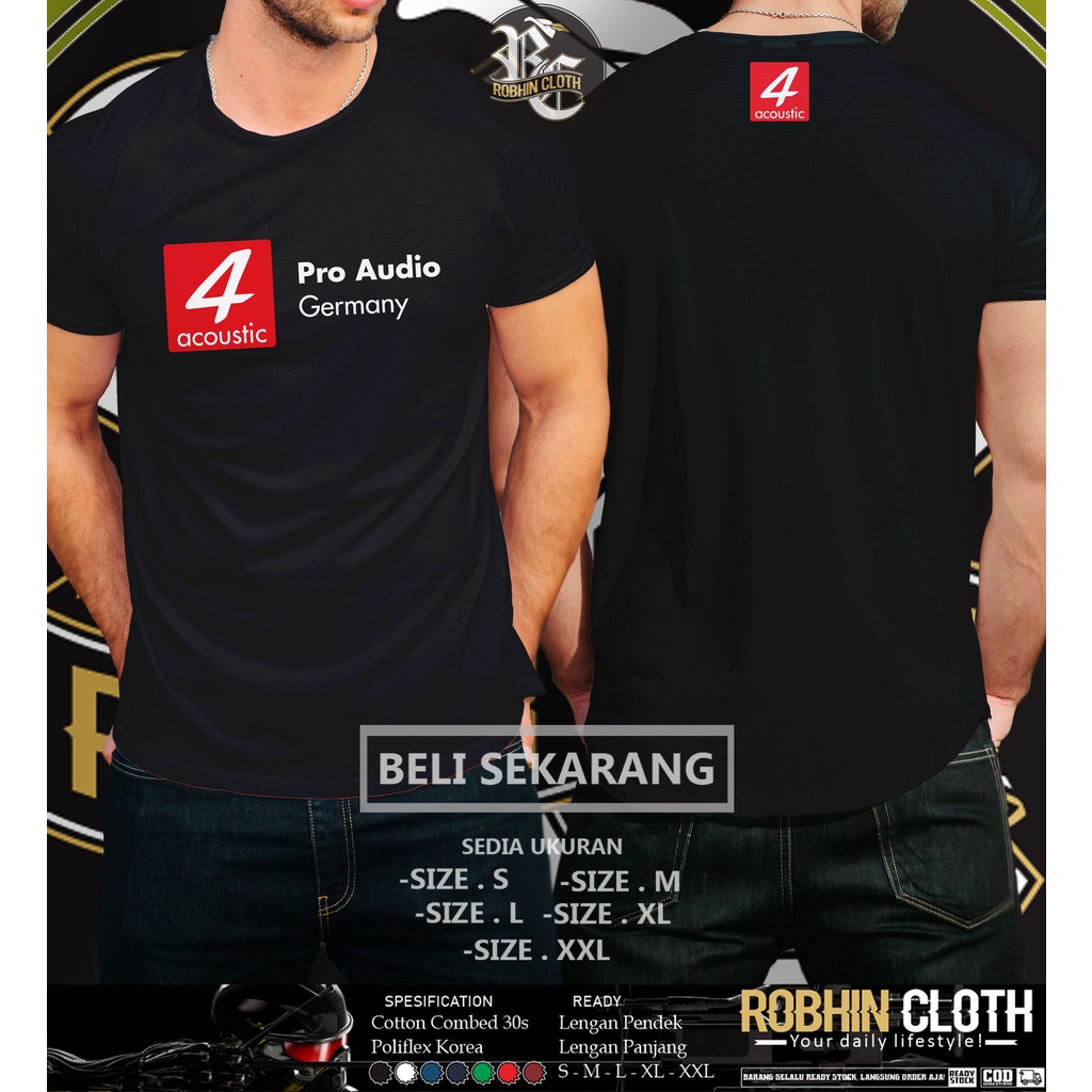 Kaos Four Acoustic Pro Audio Germany Logo 4 Acoustic Baju Musik
