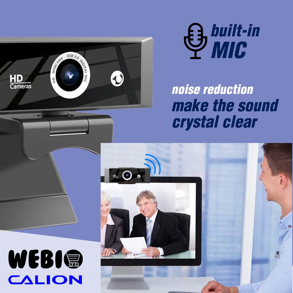 CAL-2022WC Webcam PC Laptop 1080P Web Cam Komputer With Mic Bisa Rotasi 360 &amp; Autofocus Super Jernih