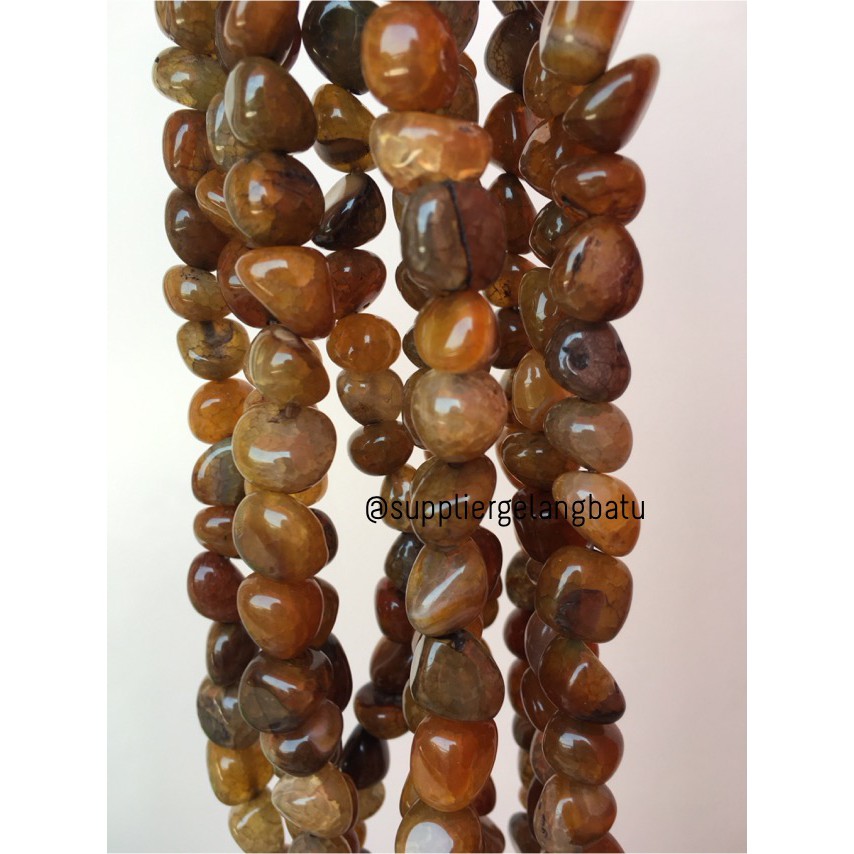 manik Batu alam yellow agate 12 x 10mm kuning serat vein agatis nature aksesoris craft grosir bahan
