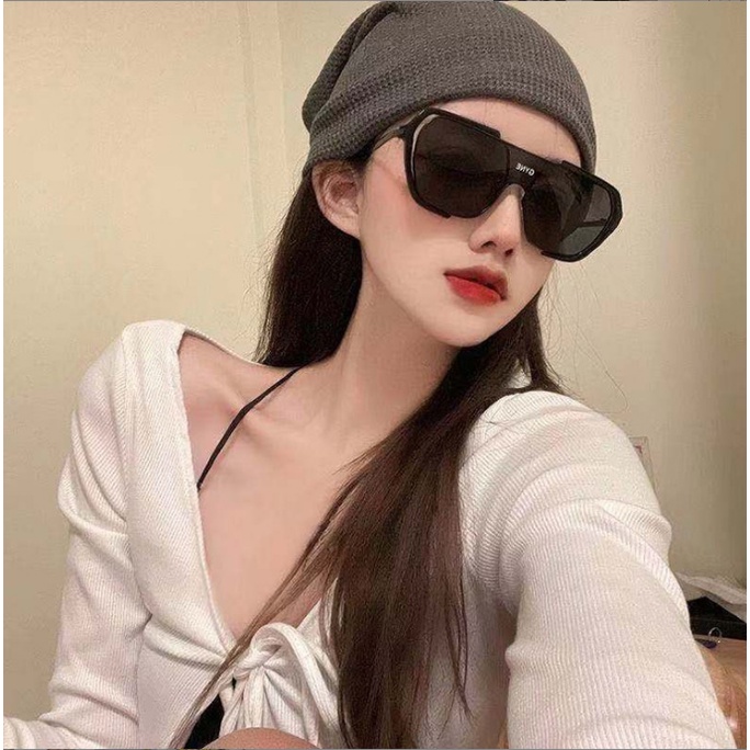 COD❤️Kacamata Hitam Wanita Pria Korea Fashion Kacamata Leopard Aviator Retro Klasik Frame Besar Anti Radiasi Lensa UV Kepribadian Bingkai Besar Kacamata Satu Potong Polos Street Shooting Sunglasses