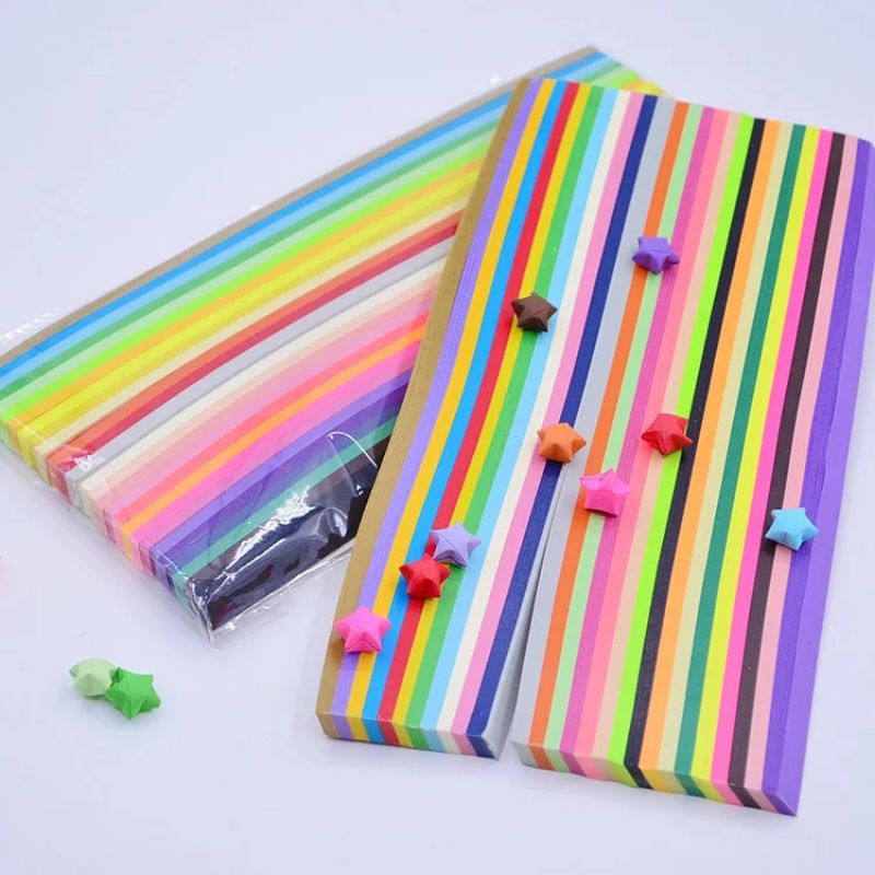 Bayluna | 540/1030/1350lbr DIY Kertas Origami Star Bintang 27 warna 21x1cm Warna Warni Rainbow Art Craft