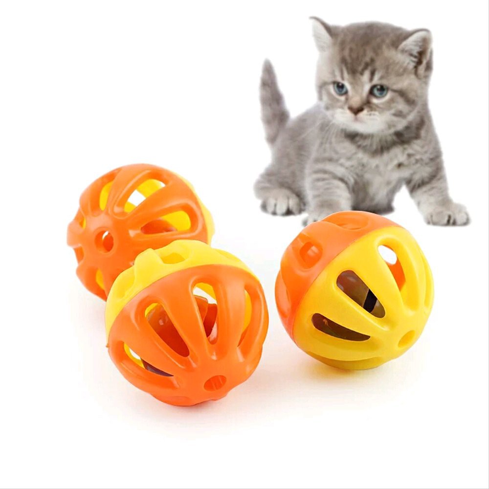 MAINAN KUCING BOLA LONCENG KERINCINGAN BUNYI ISI 5 PCS - UKURAN KECIL RANDOM