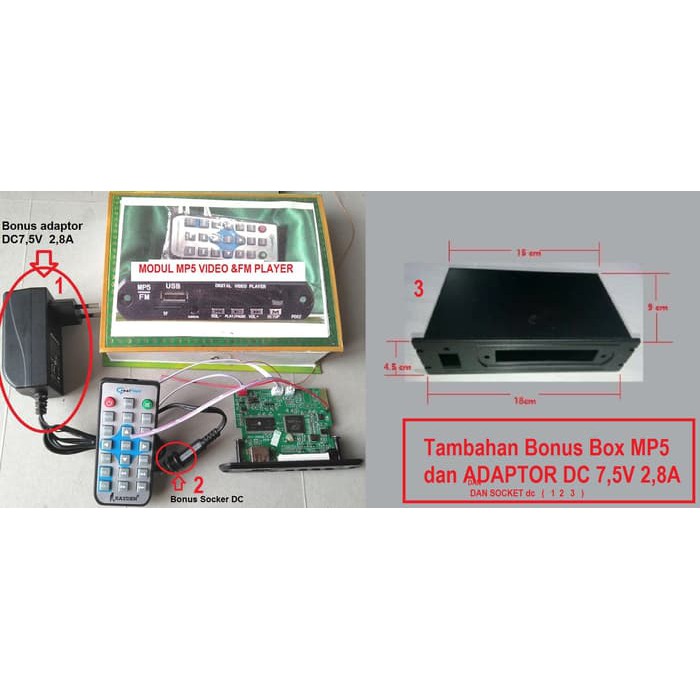 MODUL KIT 12V RAYDEN USB DIGITAL AUDIO VIDEO PLAYER MP3 MP4 MP5 FM Er~311