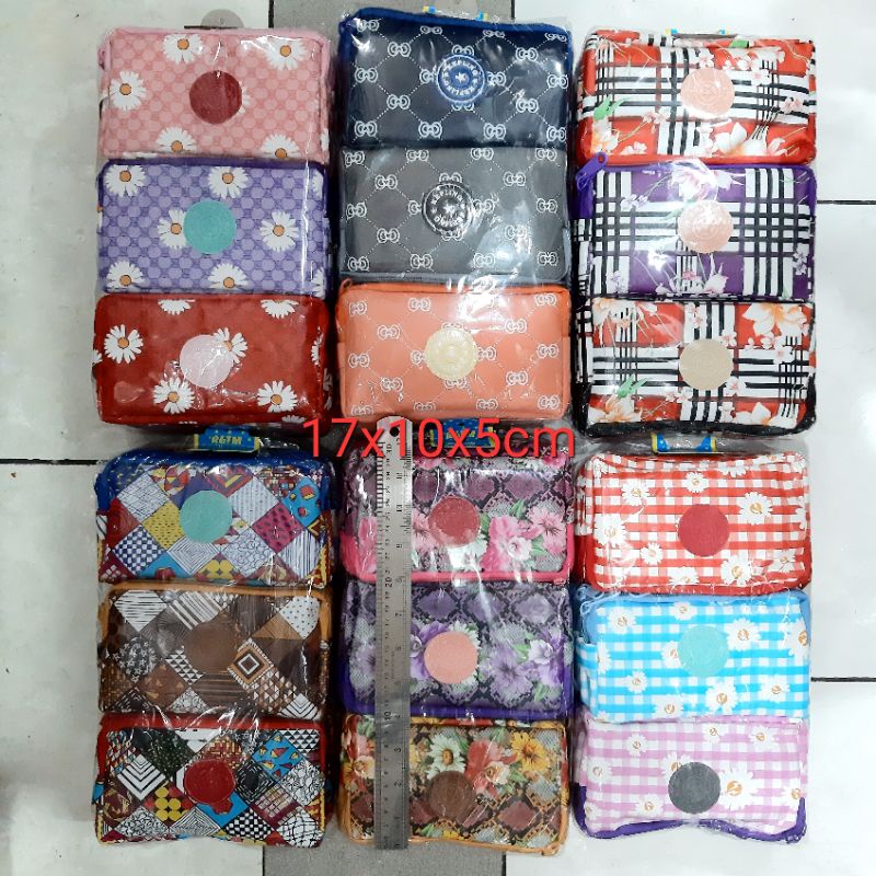 Dompet 3 Resleting Besar 17x10x5cm Per Lusin 12pcs Grosir