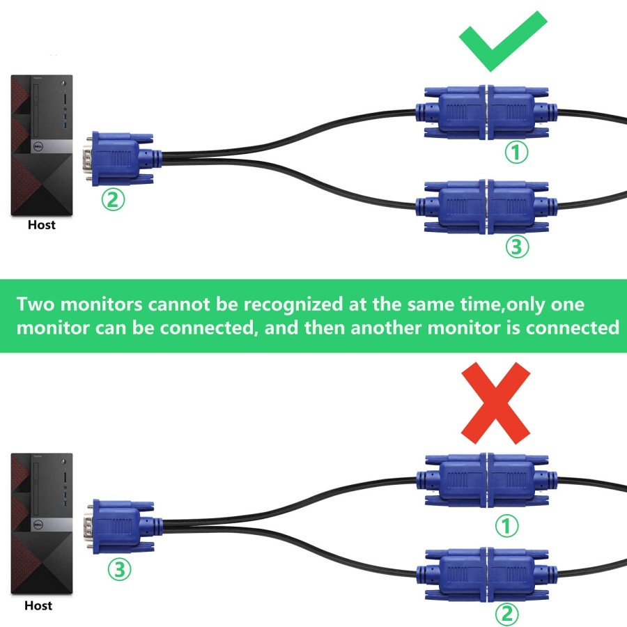 Kabel vga cabang / kabel vga splitter 1 ke 2 / kabel vga splitter 2port